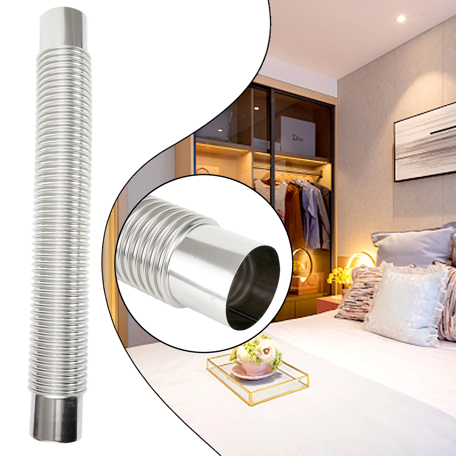 

For Interior Water Heater Pipes Wood Stove Pipe Exhaust Pipe 19.7*2.4in High Temperature Resistant Wear-resistant