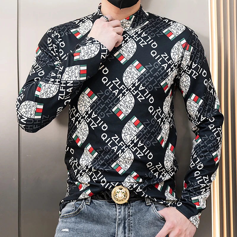 

New Warm Underwear Men's Pullover Mock Neck Wool Undershirt Sweater Plush Thickened T-shirt