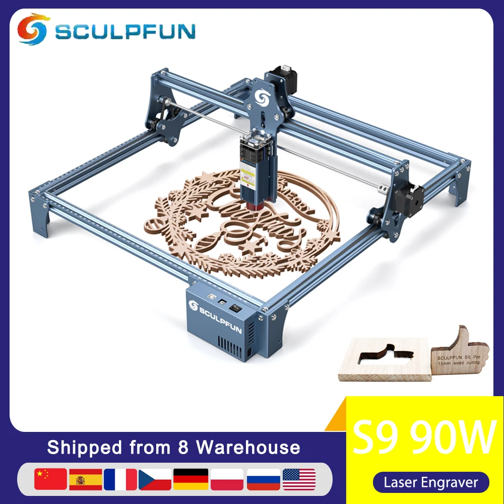 SCULPFUN S9 90W Effect Laser Engraving Machine 410x420mm Ultra-thin Beam Shaping Technology High-precision Cutting | Компьютеры и офис