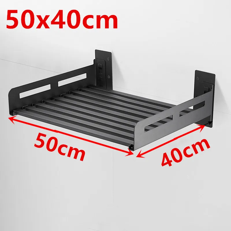 

Stainless Steel Black Microwave Oven Shelf Adjustable Wall Mounted Kitchen Shelf Retractable Rack Storage Shelves Oven Bracket