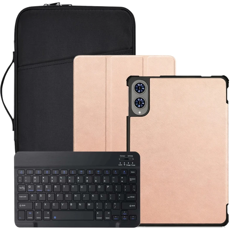 3-in-1 Tablet Hard Cover Case with Bluetooth Keyboard and Sleeve Pouch