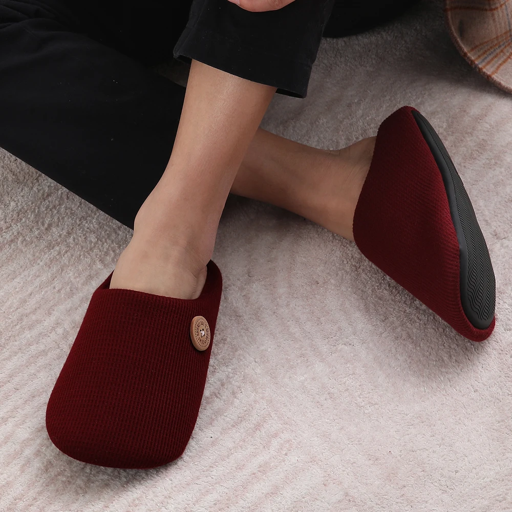 

Comwarm Warm Cotton Slippers For Women Men Autumn And Winter Flats Soft Non-slip Fluffy Slippers Design Slides Indoor House Shoe
