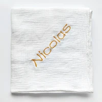 Personalized Name Embroidered Custom Baby Cotton Muslin Baby Swaddle Wrap Newborn Receiving Blanket Muslin Diaper  Burp Cloth 2