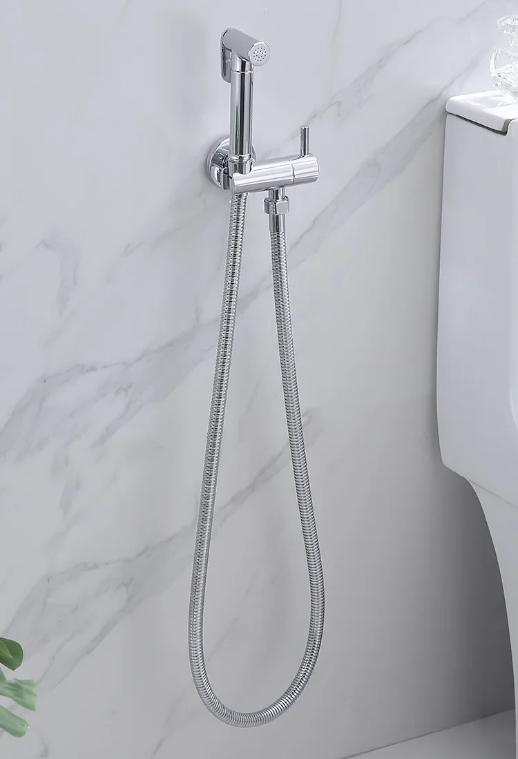 Description Picture 4 of itemWall Mounted Toilet Bidet Sprayer Set Brass Single Cold Shattaf Bathroom Sprayer Shower Bidet High Pressure Gun Chrome Gold