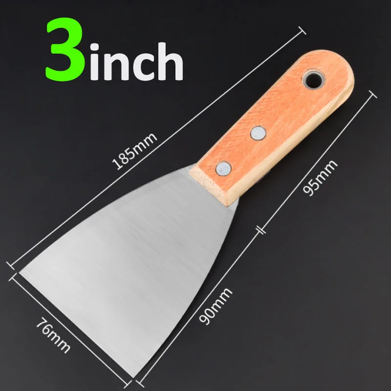Putty Knife Wood Handle Iron Blade Drywall Plastering Scraper Shovel Construction Tool 2/3/4/5Inch Cleaning Scraper Blade Shovel putty knife scraper drywall spatula