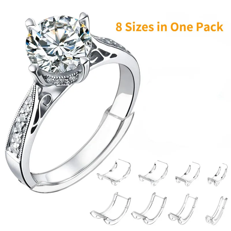 8pcs/set silicone invisible ring size adjuster transparent ring adjuster reducer sizer fit any rings