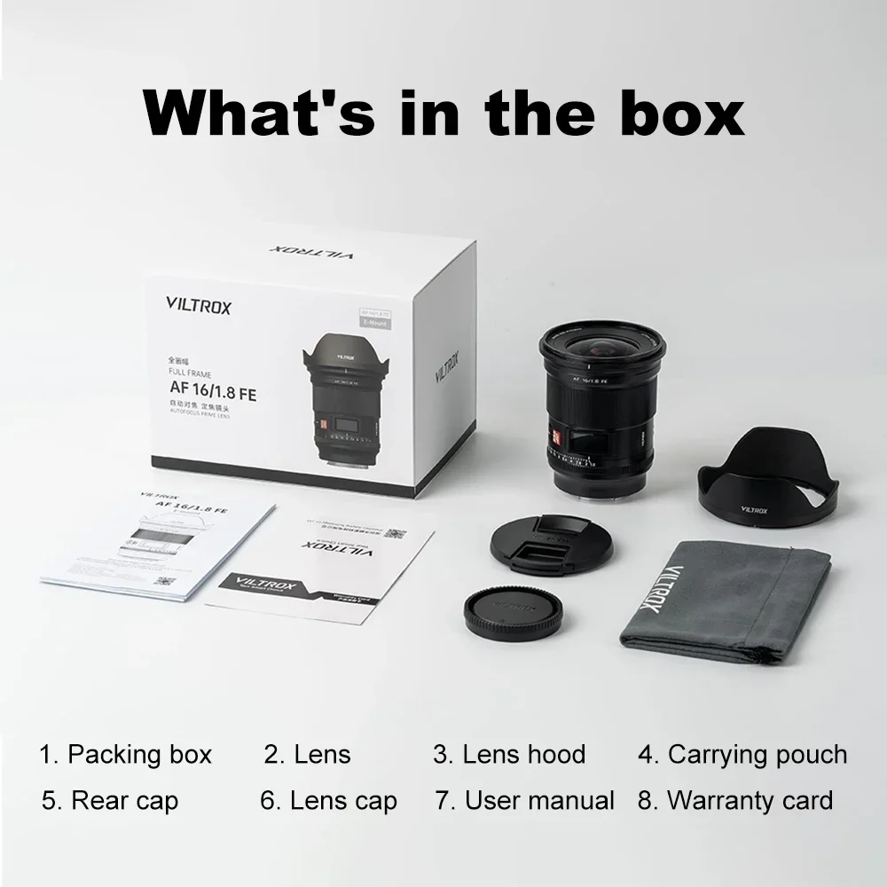 Viltrox  E 마운트 풀 프레임 렌즈, 대형 조리개, 초광각 자동 초점 렌즈, 내장 LCD 스크린, AF 16mm F1.8