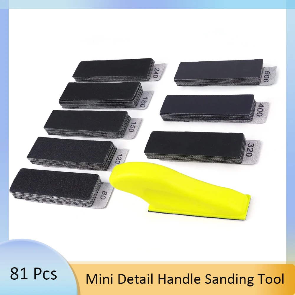 

81 Pcs Micro Sander Kit Mini Detail Handle Sanding Tool Small Projects Wet Dry Sandpaper for DIY Crafts Wood Metal Narrow Spaces
