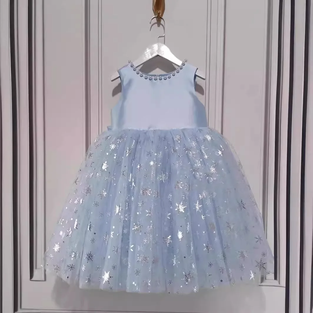 

Children's Princess Ball Gown Beading Kids' Fluffy Dresses For Girls 2024 NEW Birthday party Clothes Baptism Baby Tulle Dress