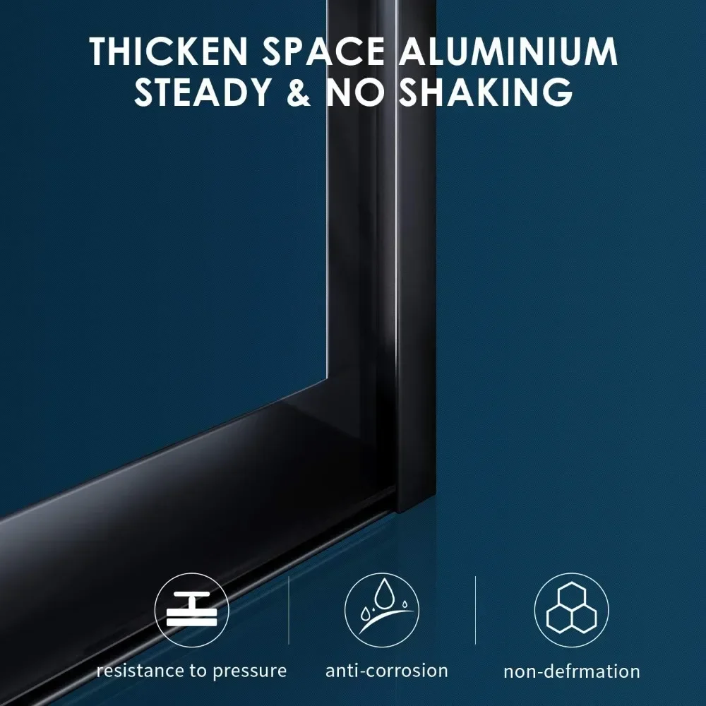 58.5 in.- 60 in. W X 72 in. H Shower Doors, 1/4 in. Clear Glass, Black Hardware, Double Sliding Glass Shower Doors 4