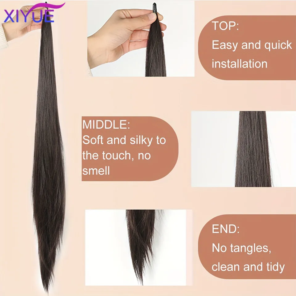XIYUE  32 inch women's synthetic long straight ponytail versatile wig
