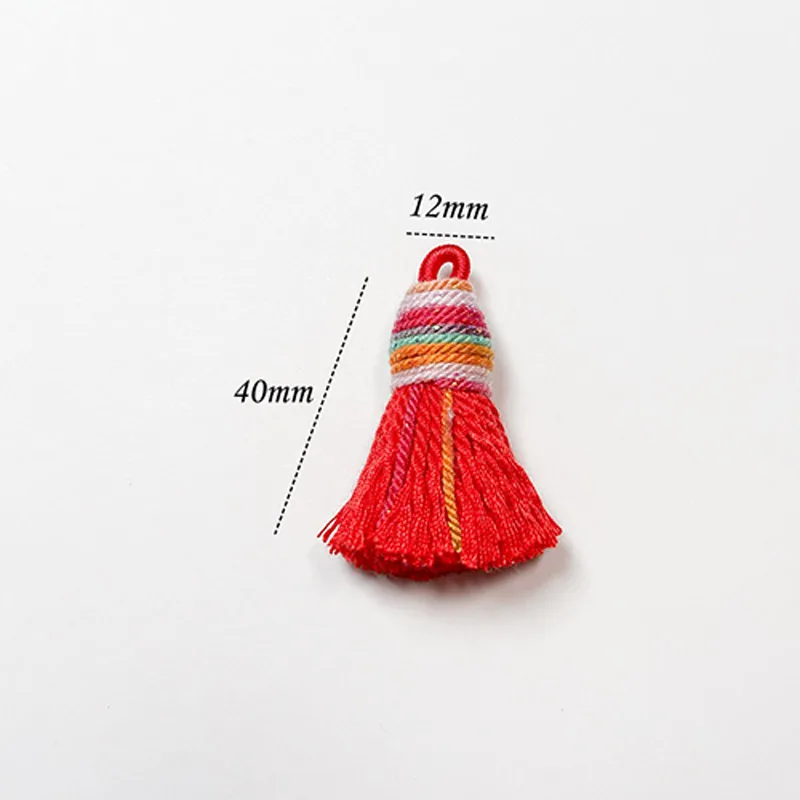 20개 4cm 스타리 그라데이션 컬러 티베트 스타일 태슬 DIY 공예용 바느질 북마크 팬 키체인 제작 용품 프린지 트림