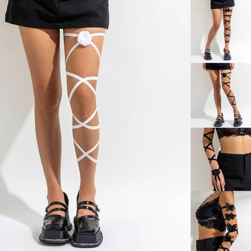 

New Sexy Ribbon Flower Leg Chain Elastic Thigh Chain for Woman Summer Party Jewelry