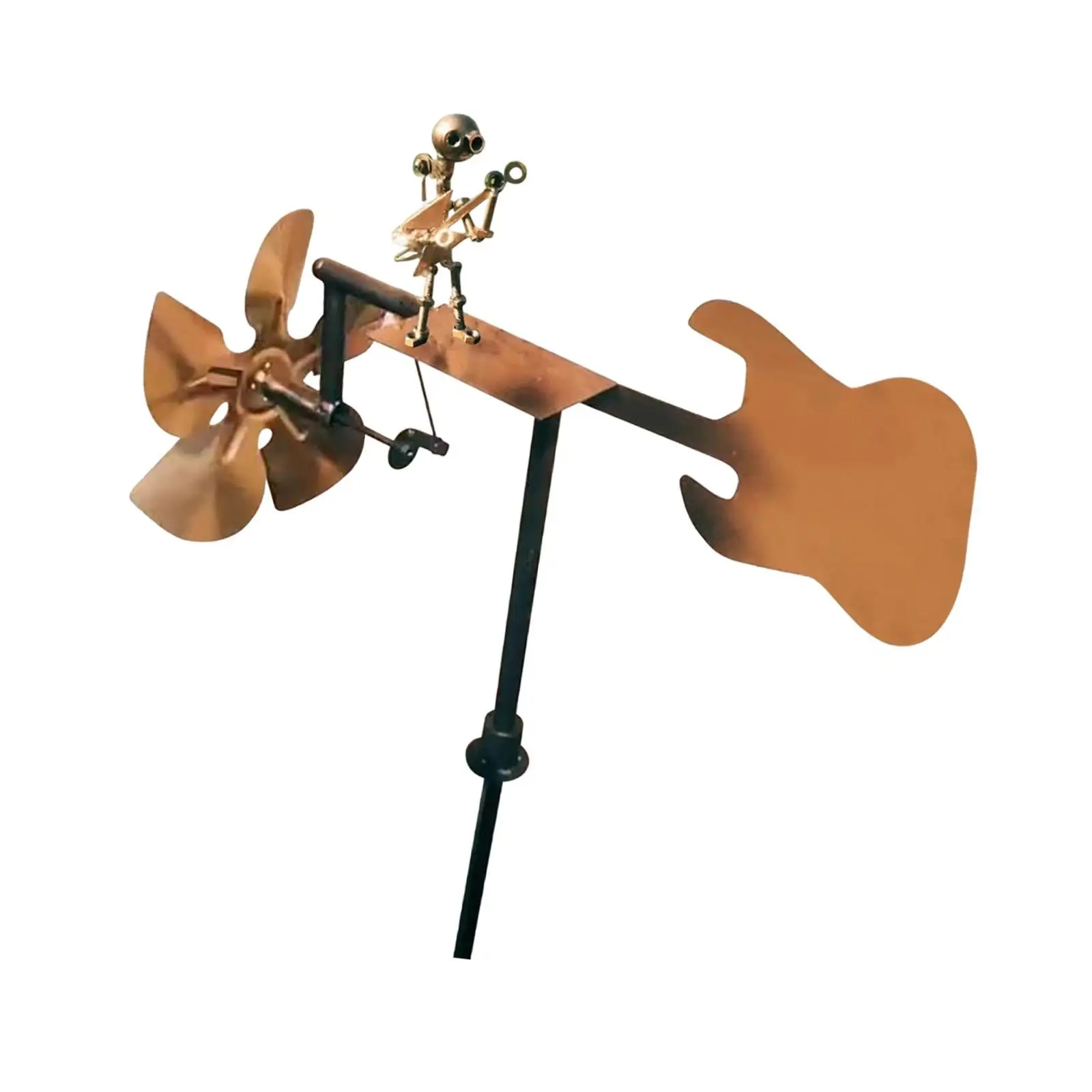 Metal Drummer Windmill Art Figurine Garden Decoration Creative Yard Art