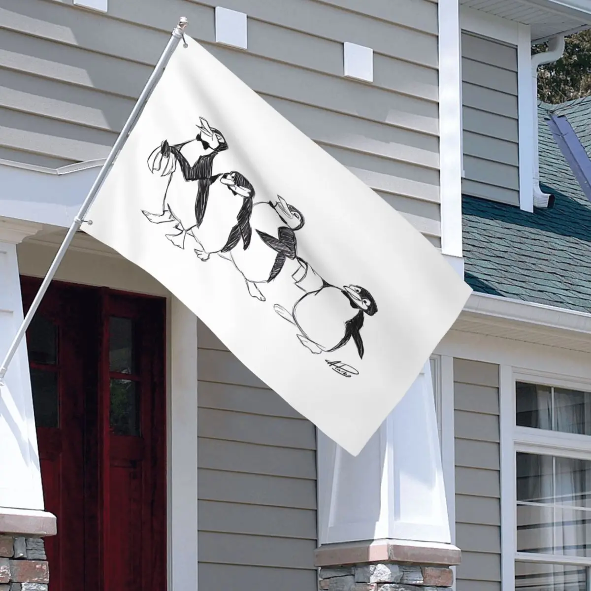 Pinguini Da Mary Poppins Sketch Garden Porchoutdoor Decorations Lawn Outdoor Gate Banner Banner