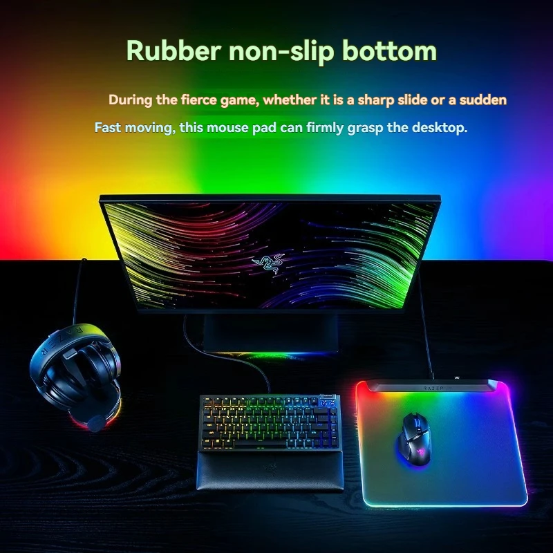ECHOME RGB Gaming Hard Mouse Pad for FPS Game Desk Mat Computer