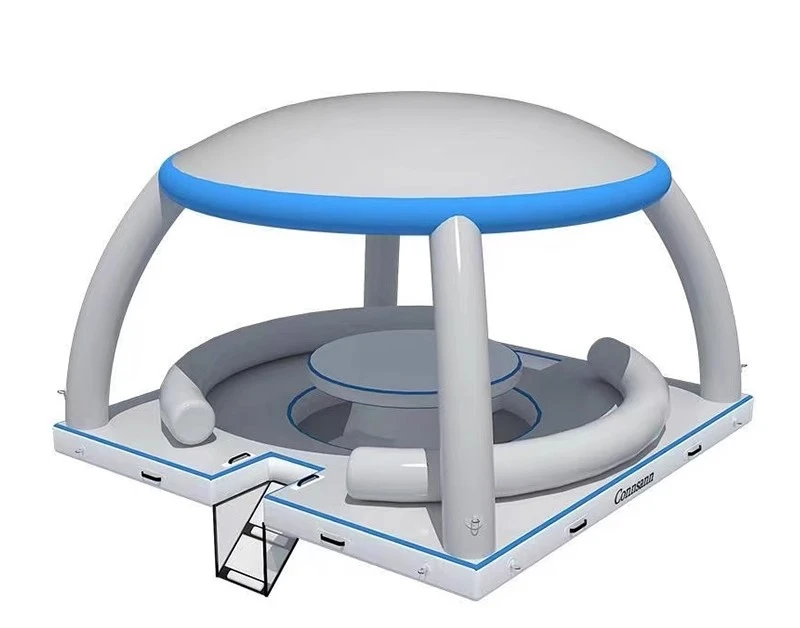 8 Person Inflatable Floating Water Play Equipment Leisure Island Dock for Luxury Yachts Leisure Platform