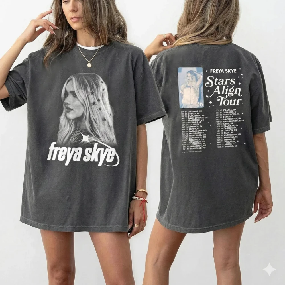 Freya Skye 2026 Tour T-Shirt Stars Align Konzert-T-Shirt, Vintage Freya Skye Muster-T-Shirt, Pop-Musik-Fan-Geschenk