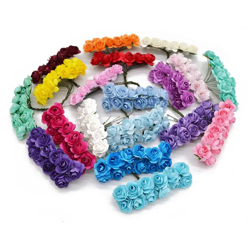Artificial Flowers 144pcs simulation paper Rose Outdoor courtyard UV protection Garden Wedding Home Diy gift Candy Box Decoration