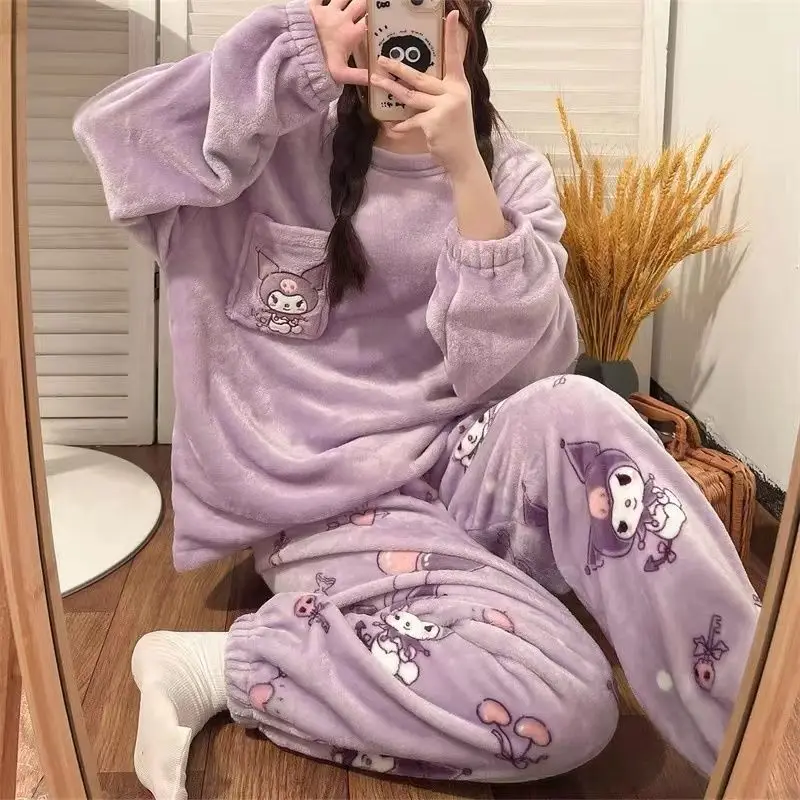 

Sanrio Clow M Coral Velvet Pajamas Women's Winter Fleece-Lined Thickened Ins Student Dormitory Flannel Homewear Suit