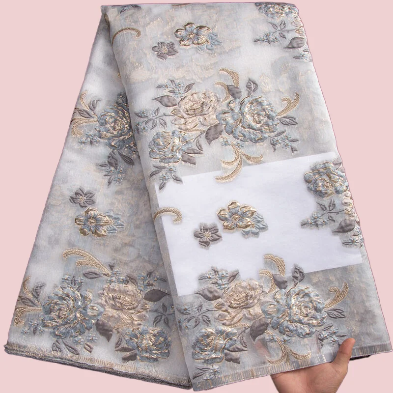 

African Tulle Brocade Lace Fabric 2022 Nigerian Jacquard Lace Fabric French Gilding Lace Fabric For Prom Party Dress A3123