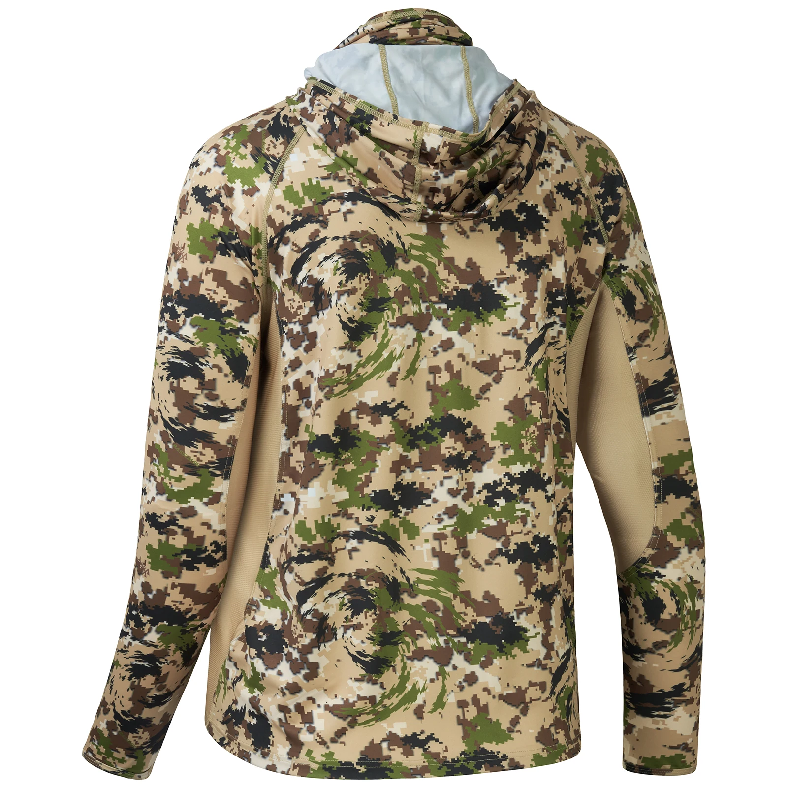 Bassdash Camo Fishing Hoodie for Men Sun Protection Face Mask UPF 50+ Hunting Long Sleeve Shirt tactical shirt