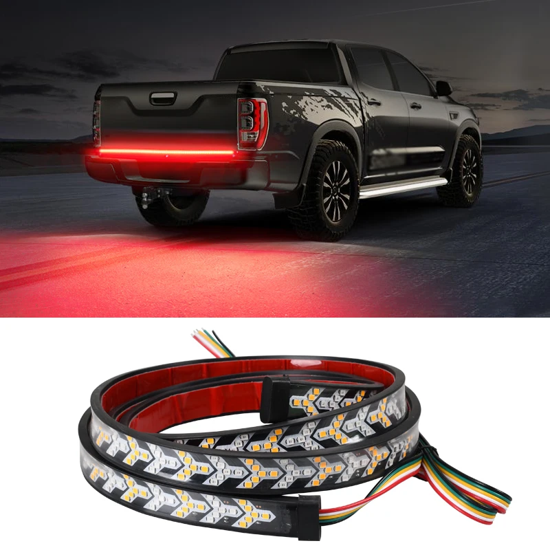 

12V Car Brake Turn Light Warning Signal Lamp Flexible Waterproof LED Trunk Rear Tail Running Reverse Double Flash Lights Strip