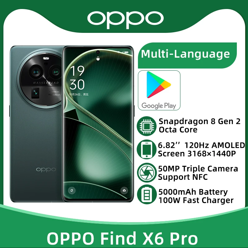 

OPPO FIND X6 PRO 5G NFC Snapdragon 8 Gen 2 Octa Core 6.82 inches 120Hz AMOLED Screen 50MP Triple Camera 5000mAh 100W Fast Charge