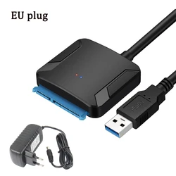 High-Speed USB 3.0 to SATA Hard Drive Adapter with Power Supply (EU Plug)