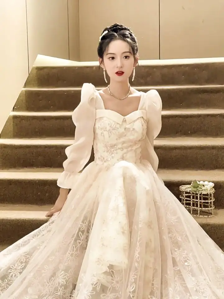 

Harajpee French Evening Dress Women Banquet Light Luxury Popular Art Exam Host Dresses Adult Ceremony Birthday Princess Vestido
