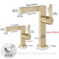 ก๊อกน้ำทองเหลืองซิงค์ห้องน้ำผิวด้านที่ทันสมัยใหม่ก๊อกน้ำอ่างล้างหน้าสีทองขัดเงาก๊อกน้ำผสมน้ำร้อนและเย็น ก๊อกน้ำอ่างล้างจานแบบหลุมเดียว 6
