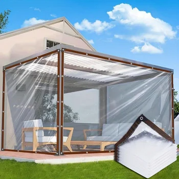 Bâches transparentes avec œillets-bâche transparente pour jardins extérieurs, protection des plantes en serre, patio, toit, porche et poulangerie 1
