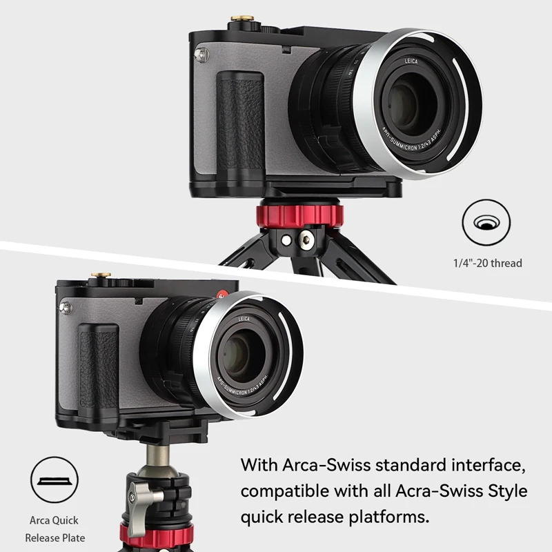 Haoge Handgriff Für Leica Q3 - Grün, L-Form, Arca-Swiss Kompatibel