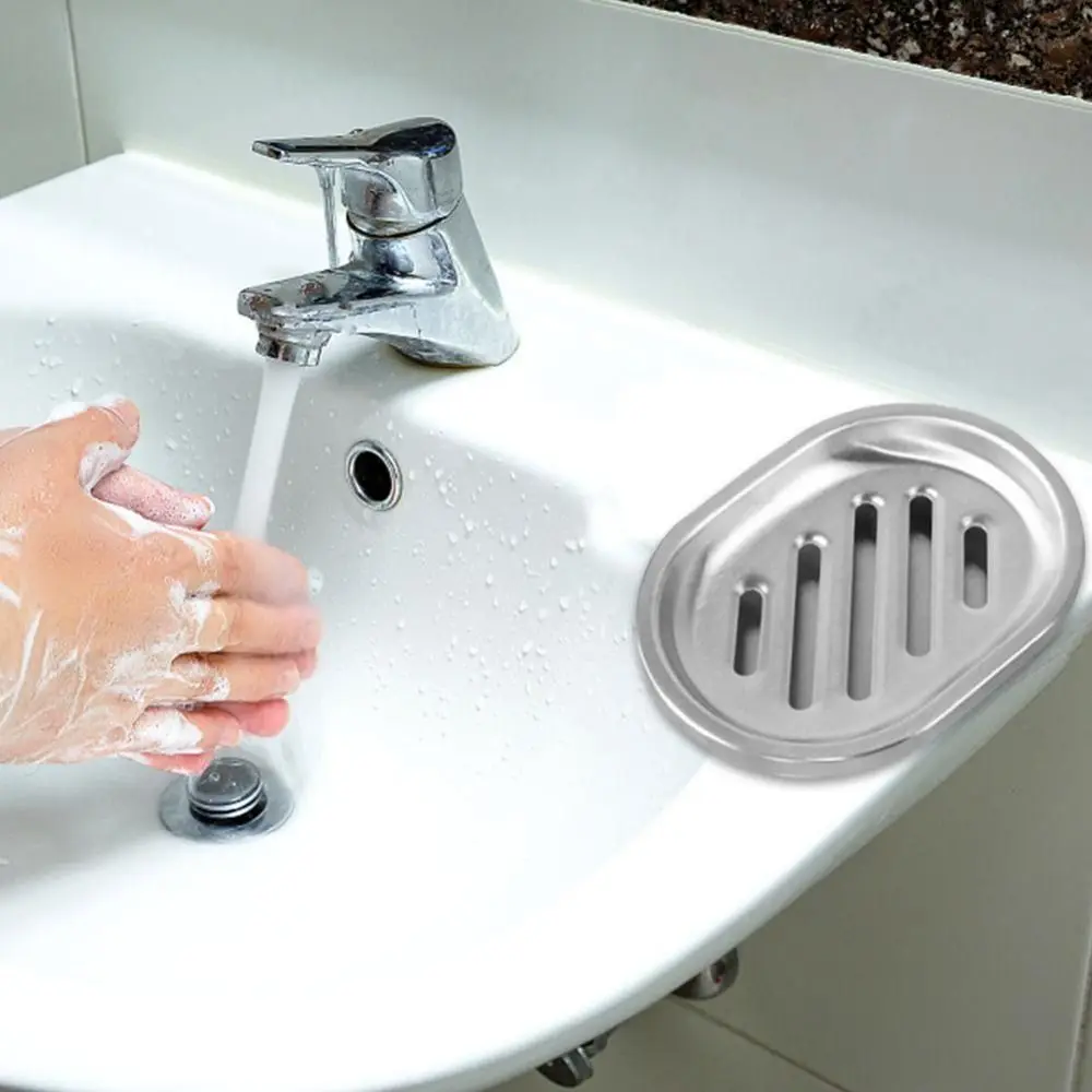 Fashion Stainless Steel Soap Dish Double Layer Drainable Storage Rack Soap Container Tray Bathroom Kitchen Sink Organizer