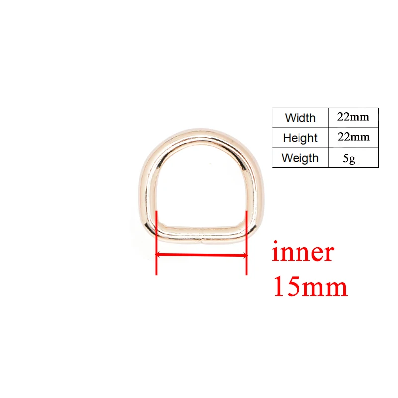 1PC 15mm 비 용접 니켈 도금 금속 D-링 하드웨어 DIY 의류 수하물 배낭 칼라 스트랩 액세서리에 대 한 8 가지 색상