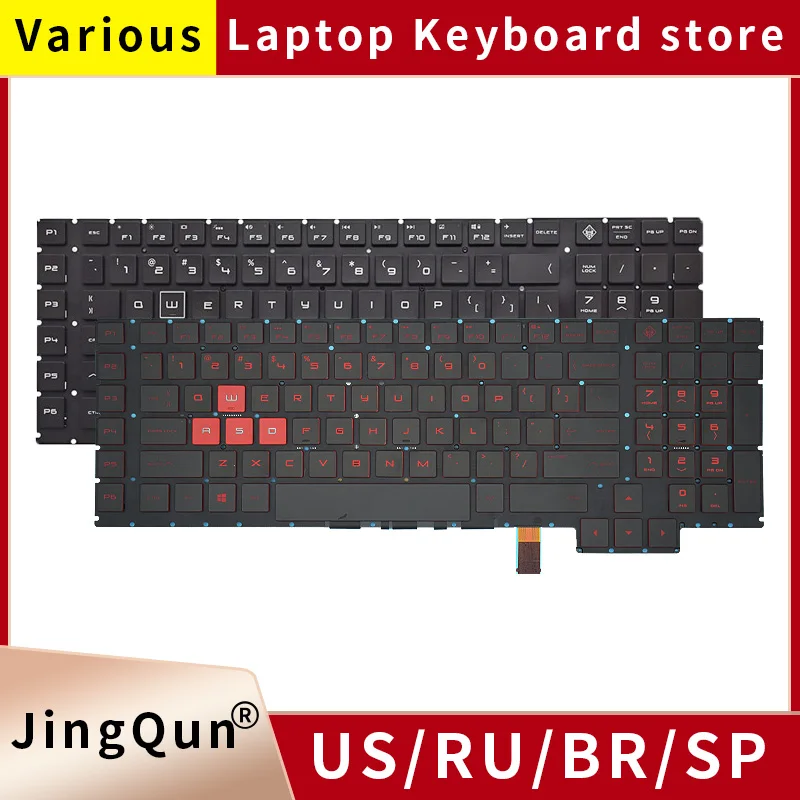 Russo Teclado do Portátil para hp Omen 17-an013tx 17-an014tx 17-an000 031tx 016ng 053nr 001ca 008ca 010c com Luz de Fundo Tpn-q195 us
