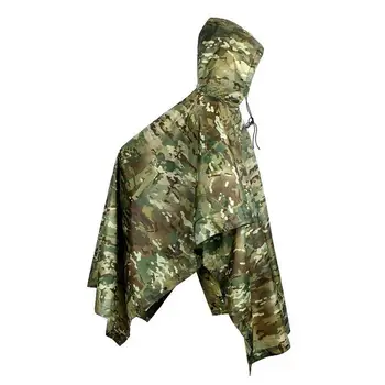 Travel Rain Poncho Waterproof Camo Poncho Outdoor Raincoat Hooded Camouflage Rain Poncho Jacket Gear For Marine Hunting Tent 3