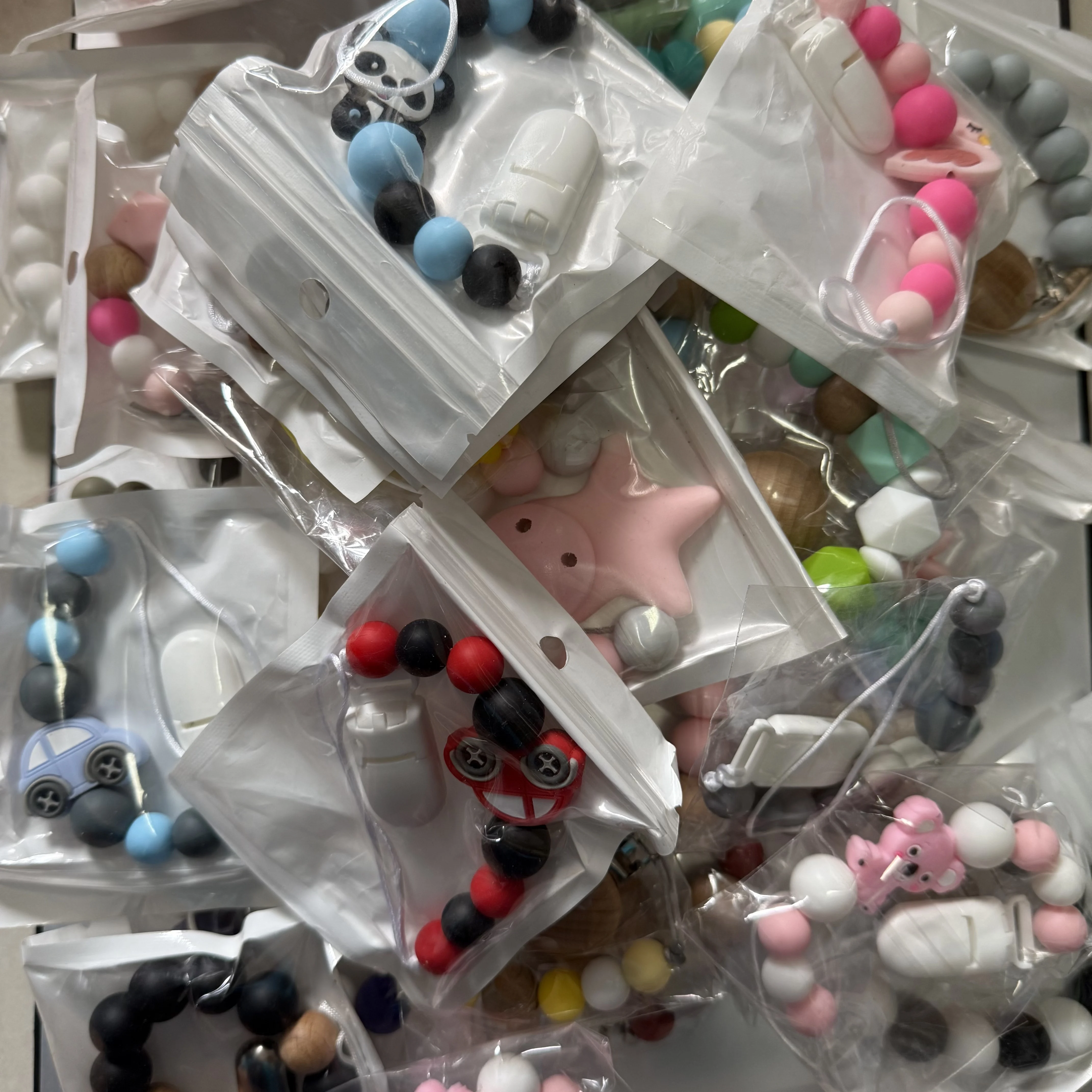 10Pcs Bulk Baby Pacifier Clips Chain Mixed Colors Silicone Teether Dummy Leash Anti-Lost Holder for Infants Toddlers (Wholesale)