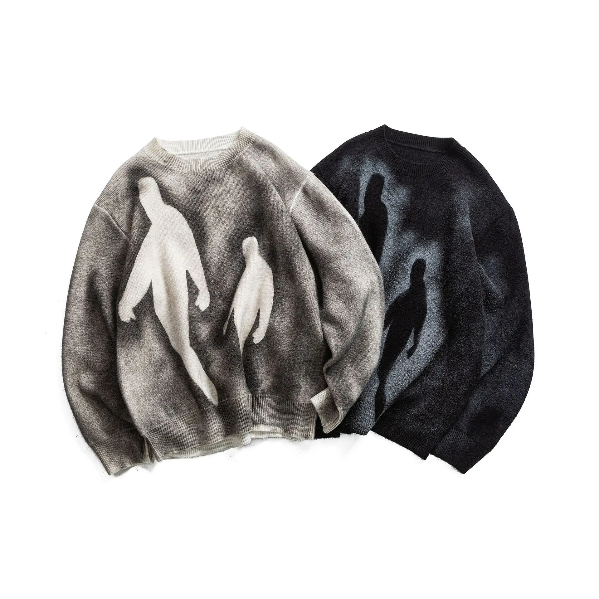 New style loose round neck pullover knit sweater Gothic retro street fashion hip-hop autumn and winter casual top Y2K clothing