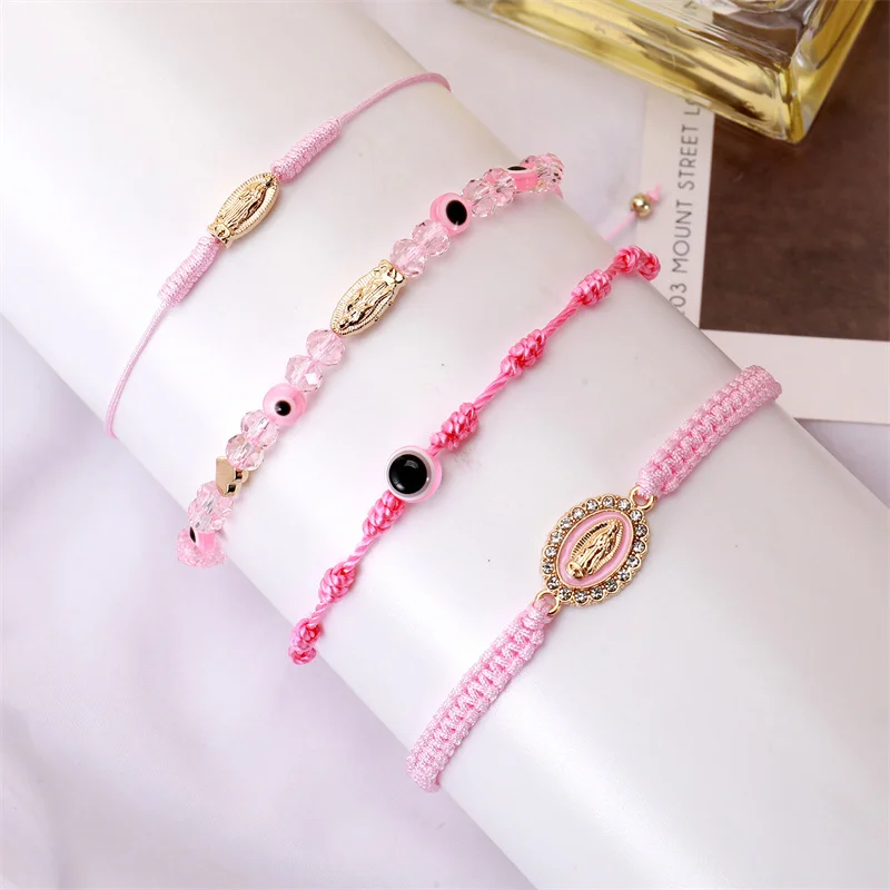Mexican Braclets Virgin Mary San Judas Tadeo Bracelet For Women Girls Red  String Enamel Charm Crystal Beads Anklets Jewelry - AliExpress