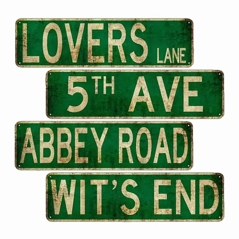 Lovers Lane Retro Metal Tin Signs, Rustieke straatborden, Abbey Road Street Signs, Park, Scenic, Country, Wall, Man Cave