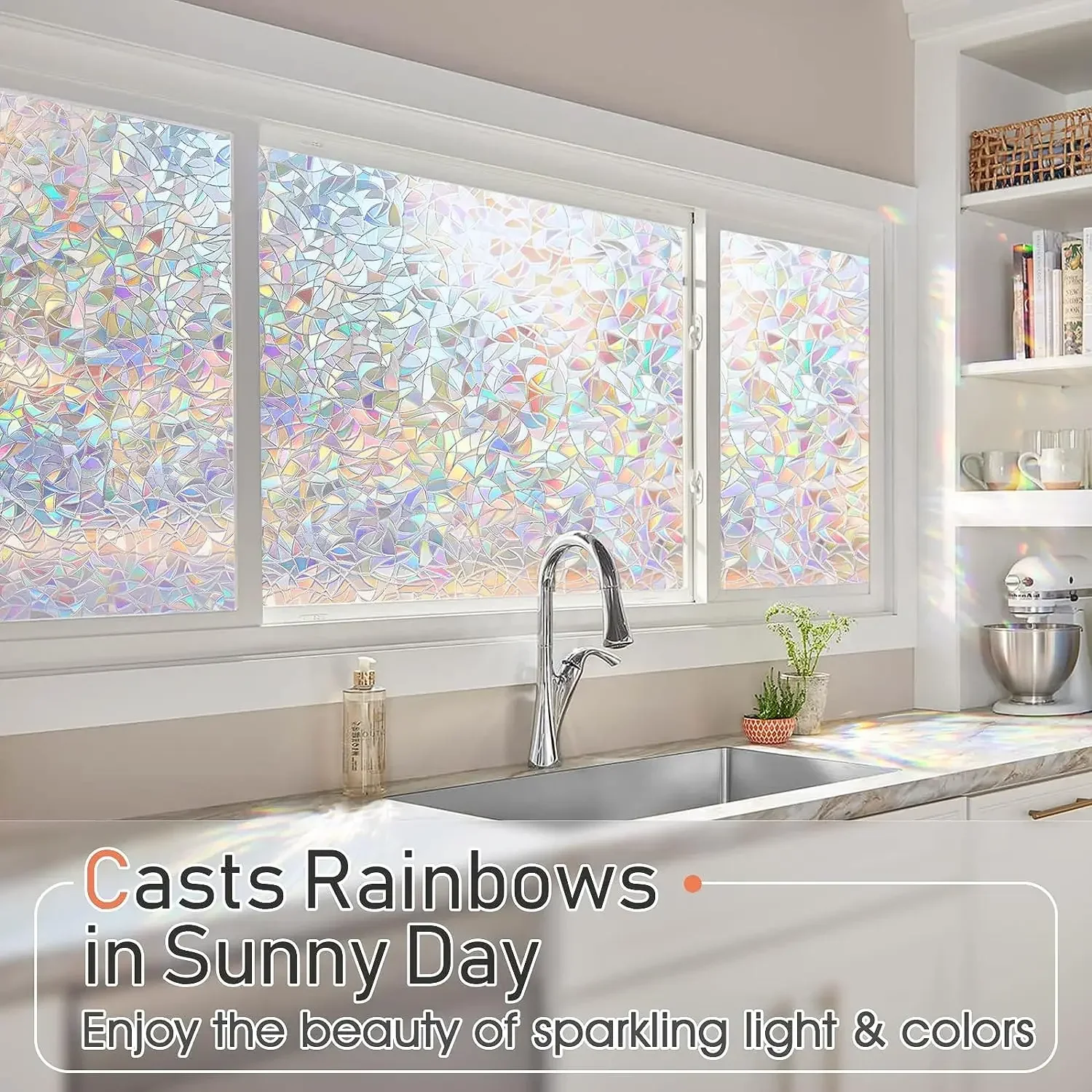 Window Privacy Film Rainbow Window Clings 3D Decorative Vinyl Stained Glass Decals Static Cling Sticker window privacy film window film window tint sticker adhesive vinyl stickers