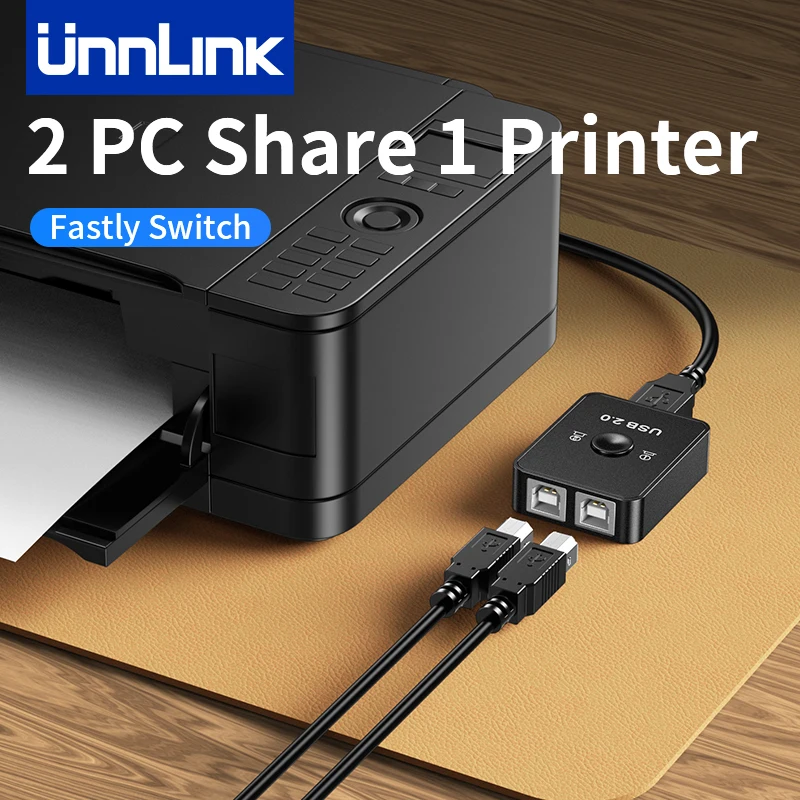 Unnlink USB Printer Sharer Switch 2 In 1 Out 2 Computers Share 1 Printer Udisk Mouse Keyboard Hard Disk 1