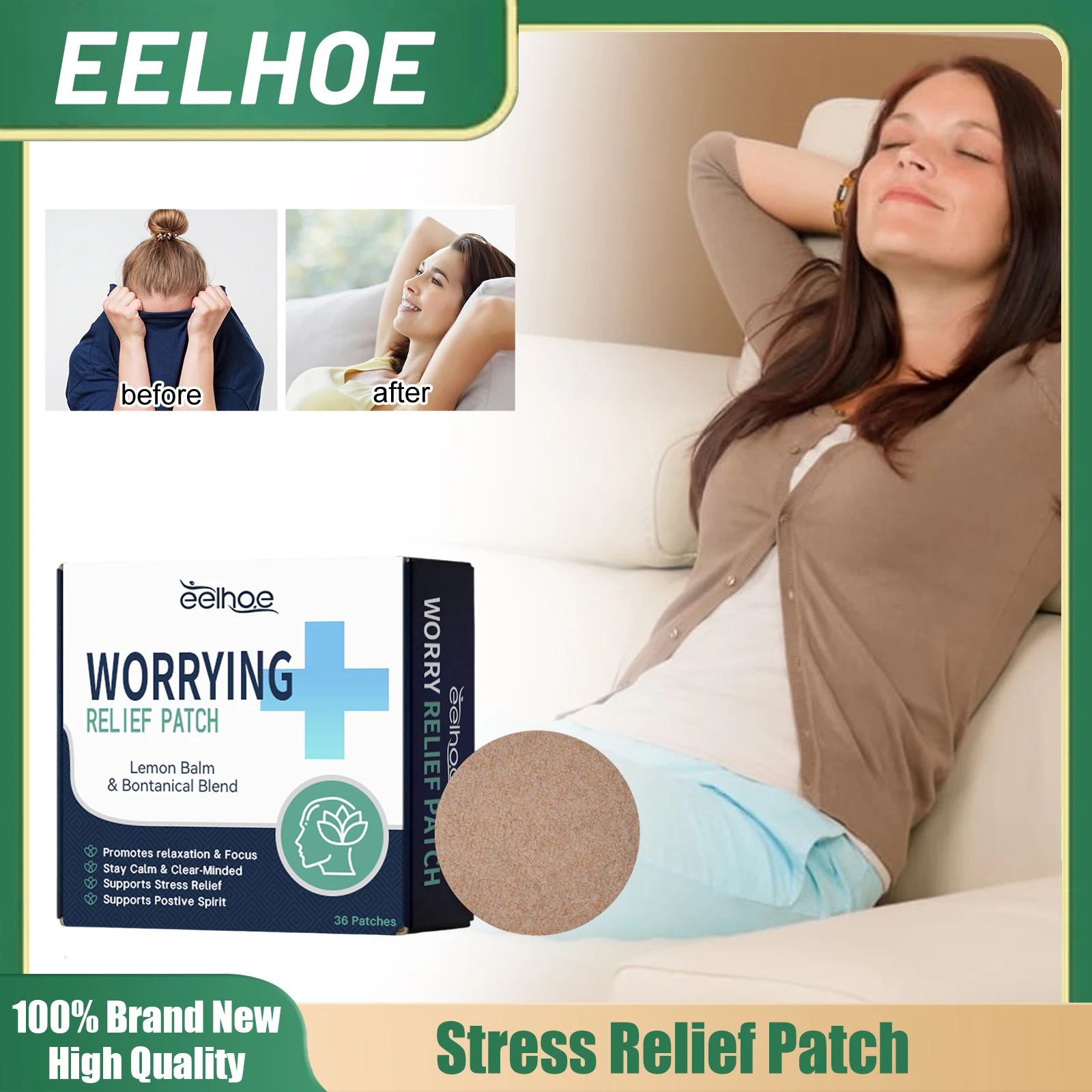 

Stress Relief Patch Anti Anxiety Relieve Fatigue Reduce Worrying Nerve Improve Physical Discomfort Calming Body Relaxing Sticker