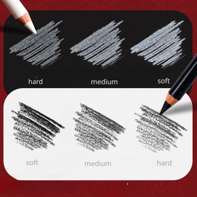 Charcoal Pencils White Black Sketch Pencils Highlighter Art Drawing Supplies Professional Soft and Hard Charcoal 1 Pcs