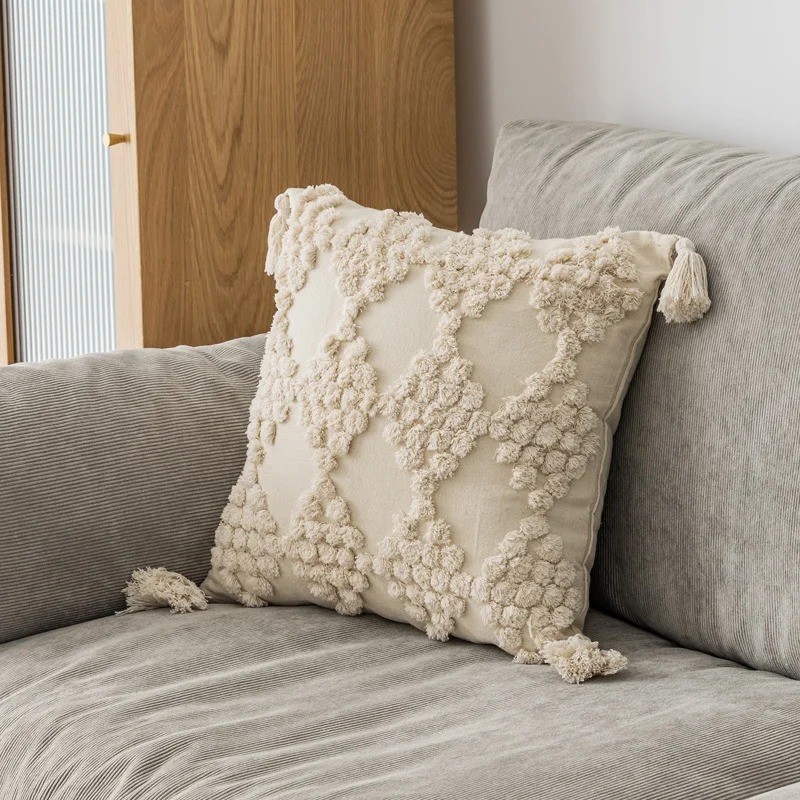 Design 01 neutral textured geometric pillow cover