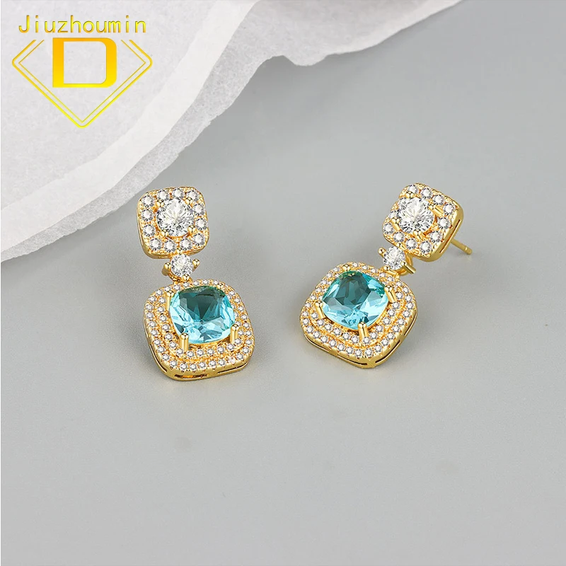 

S925 Sterling Silver Luxury Zircon Stud Earrings for Women Fine Jewelry Fantasy Gemstone Original Design Eardrop Gifts for Girls