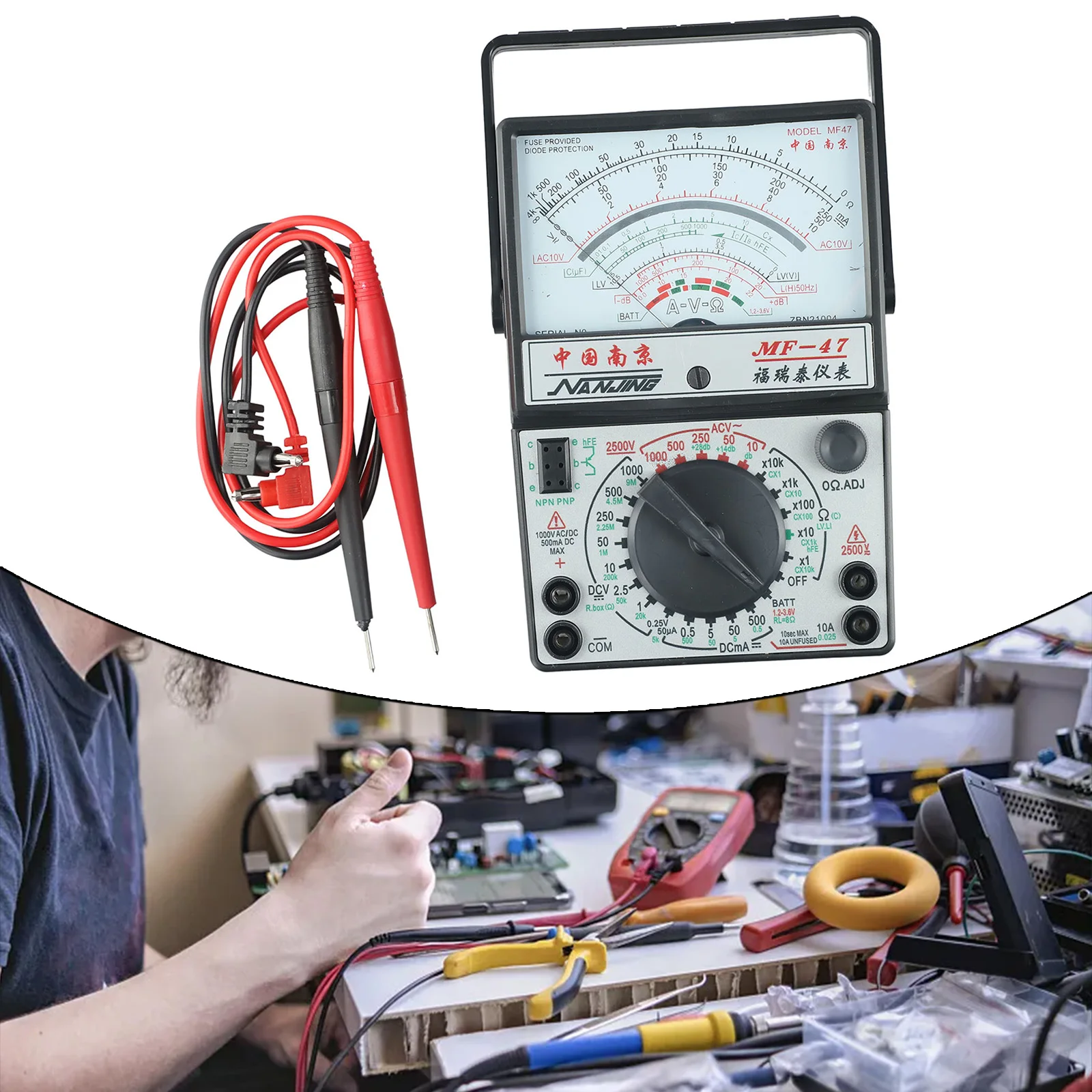 

MF-47 Analog Multimeter Voltmeter Ammeter Ohmmeter Battery Tester Tools For Measuring AC And DC Voltage Battery Voltage