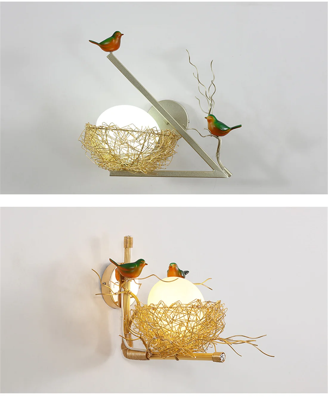 Modern Cottagecore Bird'S-Nest Led Wall Lamp Living Room Bedroom Bedside Stairway Passage Sconces Loft Decor Light Fixtures E27