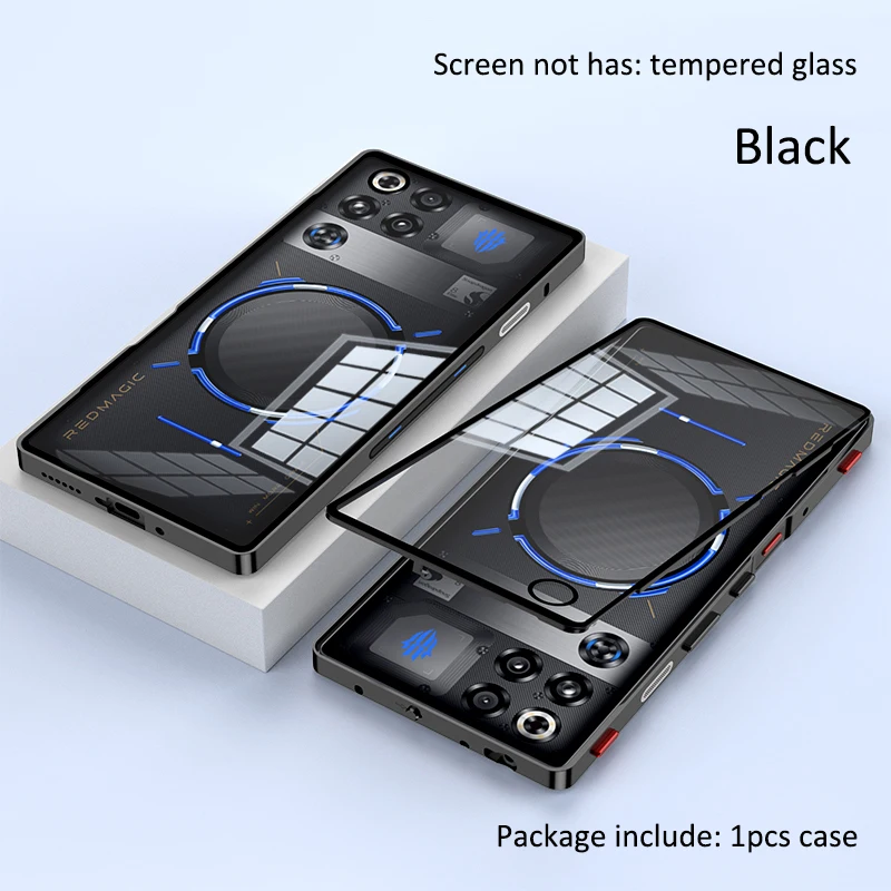Aluminium Alloy Metal + Tempered Glass Clear Transparent Phone Case